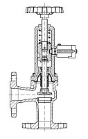 AW 33316 Quick-closing Valve with bellows seal, angle pattern, hydr./pn. operation