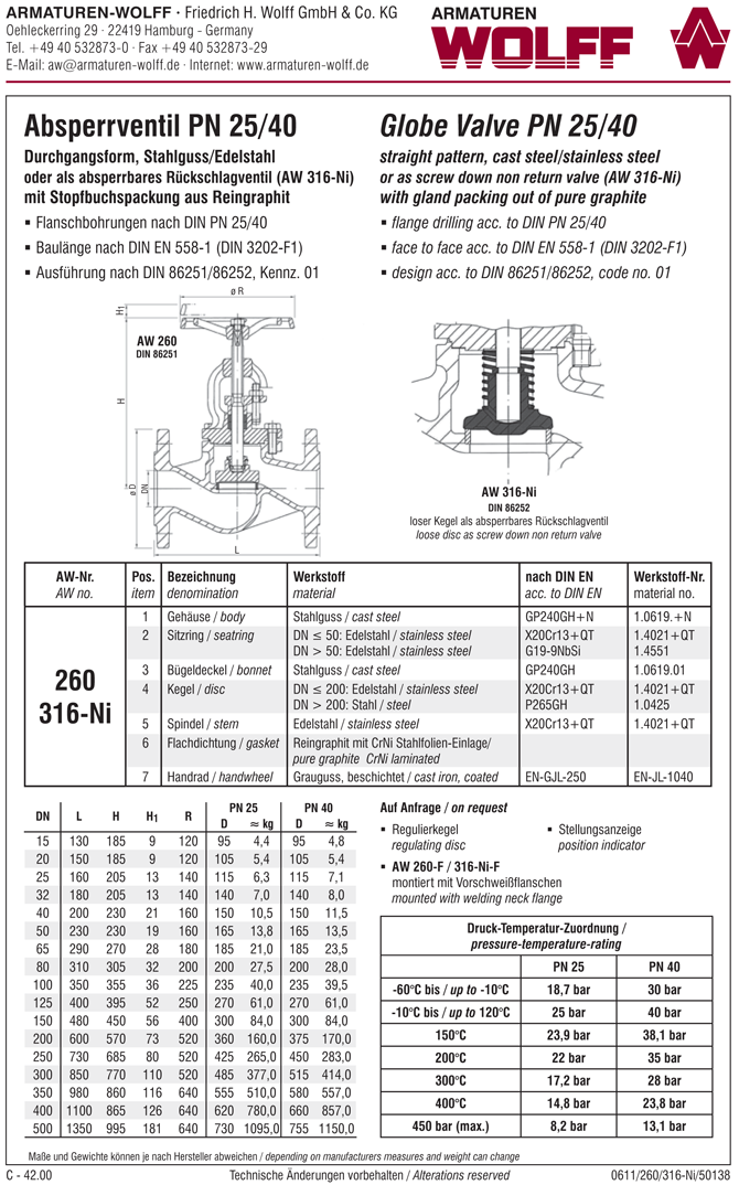 AW 260 Flanged Stop Valve