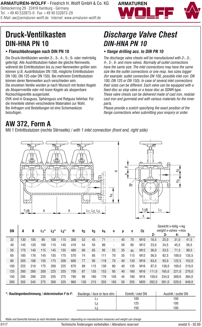 AW 372 Discharge Valve Chest, form A to E